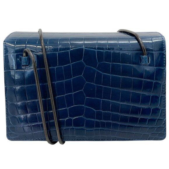 Akris Handbags - Akris Indigo Blue Crocodile Leather Small Alice Bag